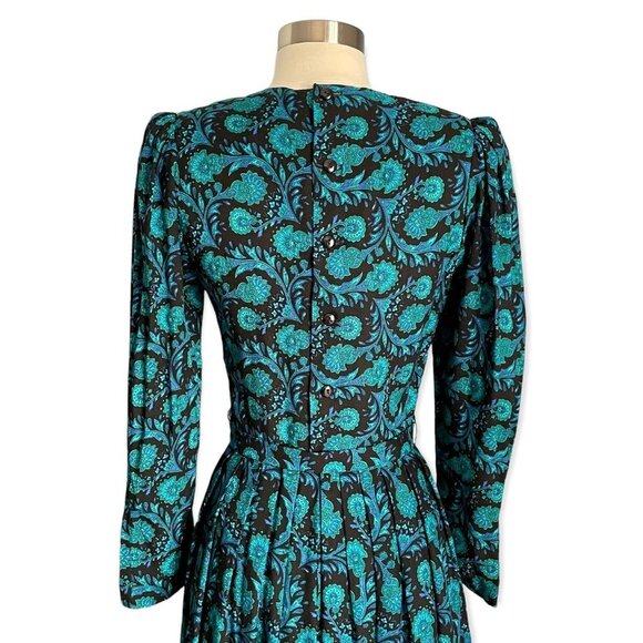 Vintage 70’s Lanz Originals Pleated Floral Paisley Print Midi Dress Secretary - Picture 7 of 8